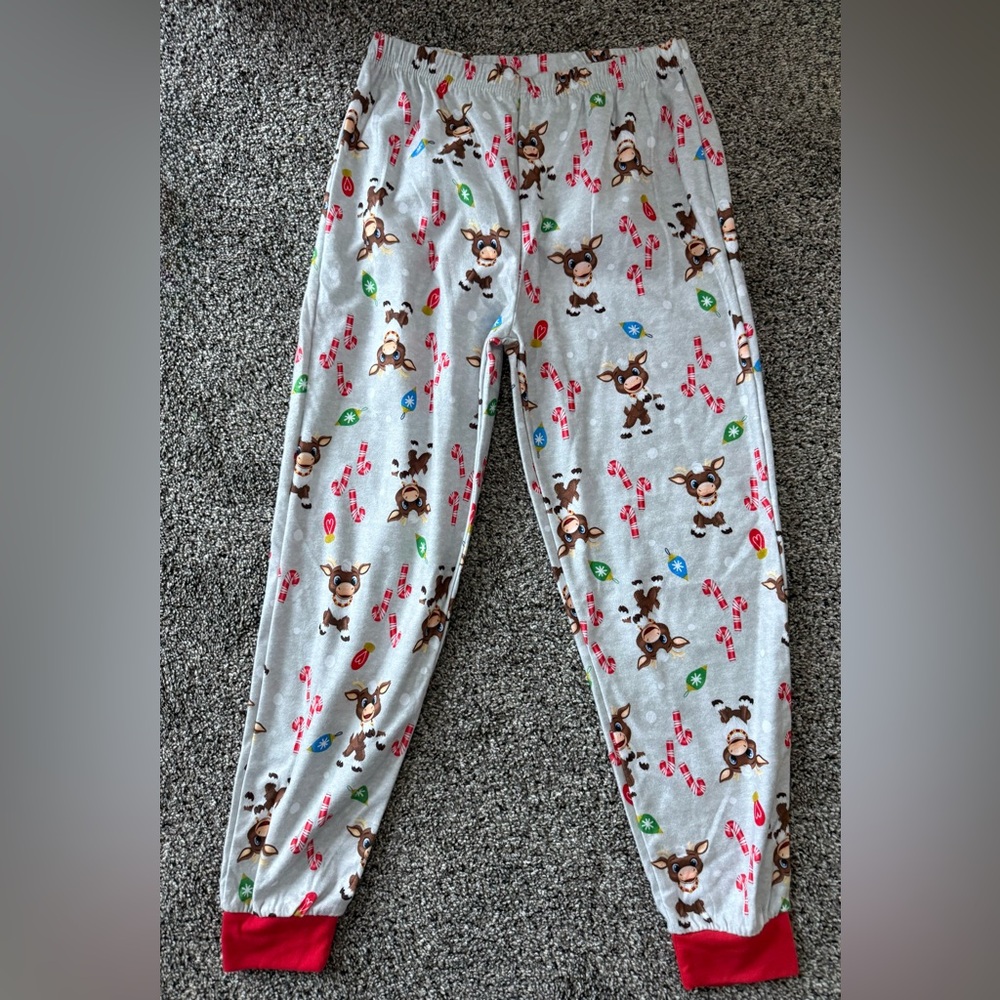 Festive Print Kids reindeer Pajama Bottoms